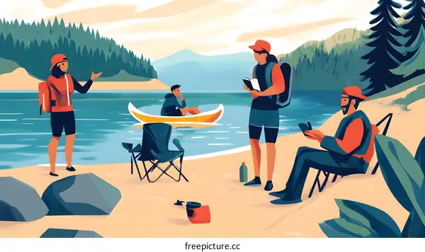 Friends Enjoying a Relaxing Day at the Lake