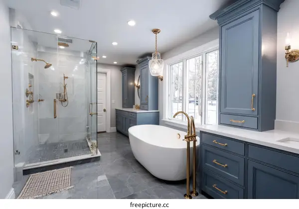 Modern Luxury Gray Stone Bathroom Design