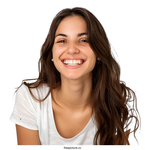 [Transparent Background PNG]Portrait of a Happy Young Woman Smiling at the Camera