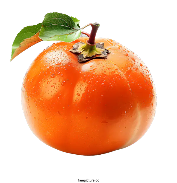 [Transparent Background PNG]A persimmon isolated on white background