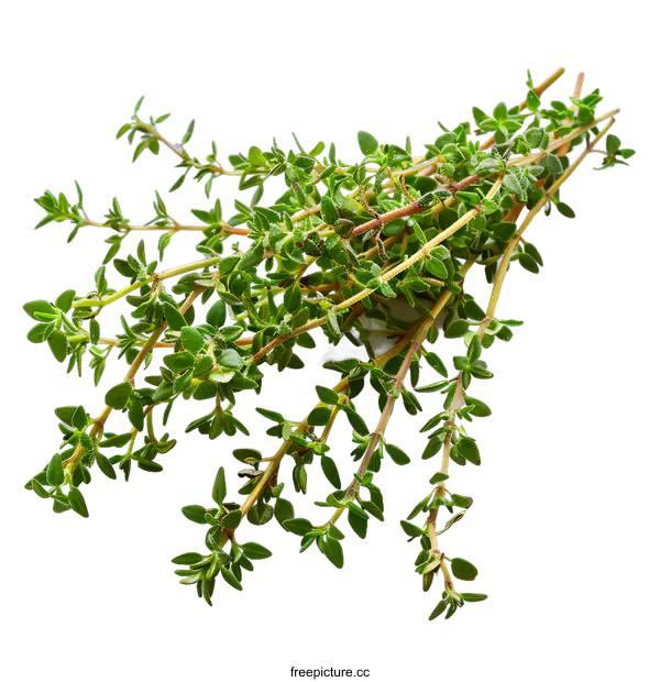 [Transparent Background PNG]Fresh Thyme Sprigs on White Background