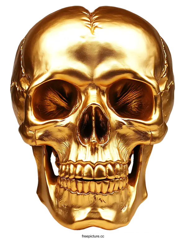 [Transparent Background PNG]Golden Skull Decorative Figurine