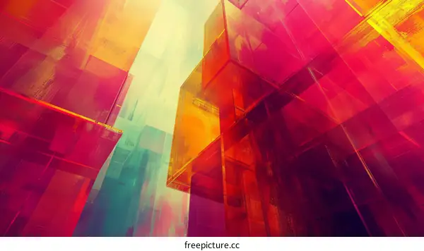 Colorful 3D Illustration of Glass Rectangles