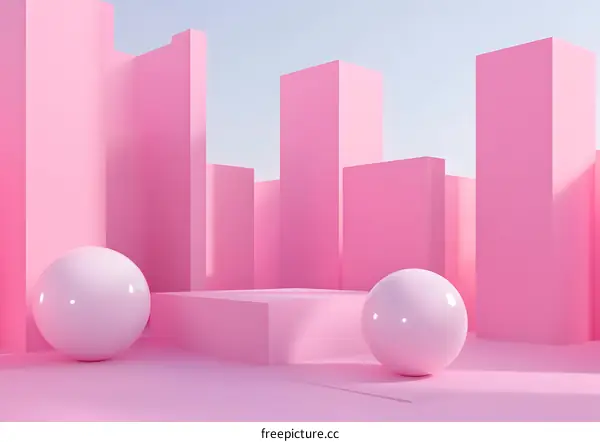 Abstract Pink Geometric Shapes Minimalist Background