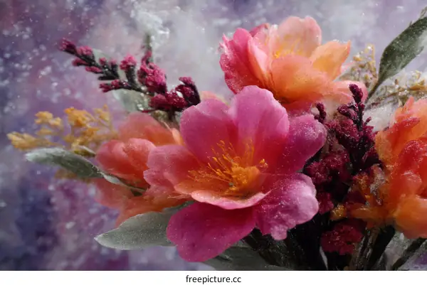 Frosted Floral Arrangement in Vibrant Colors