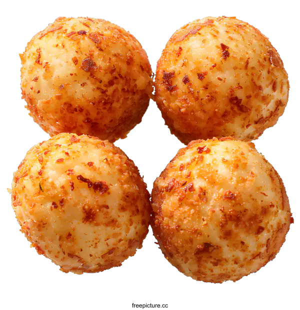 [Transparent Background PNG]Four Fried Potato Balls on White Background