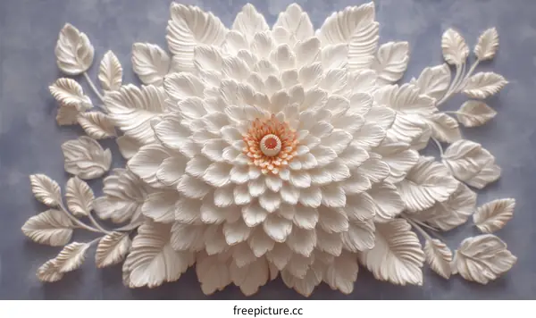 Ornate Flower Sculpture with Delicate Leaves