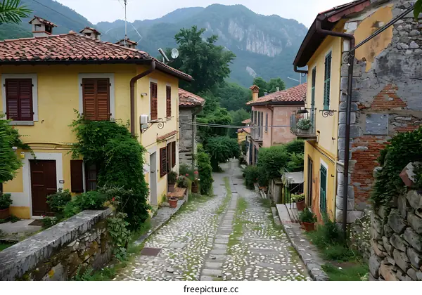 A narrow street in a small Italian village