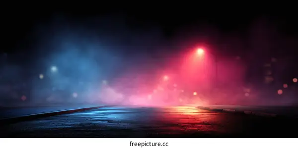 Neon City Street at Night Scene