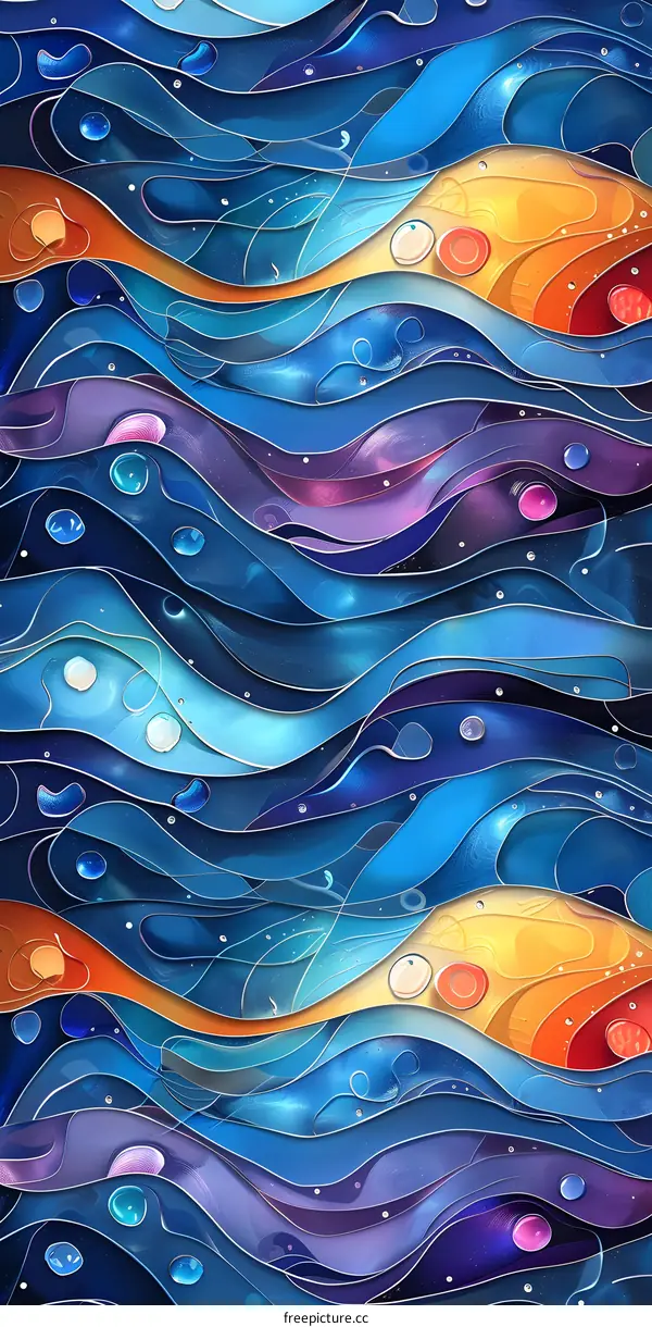 colorful abstract painting with blue purple and orange colors
