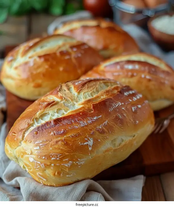 Loaf of bread on a wooden table