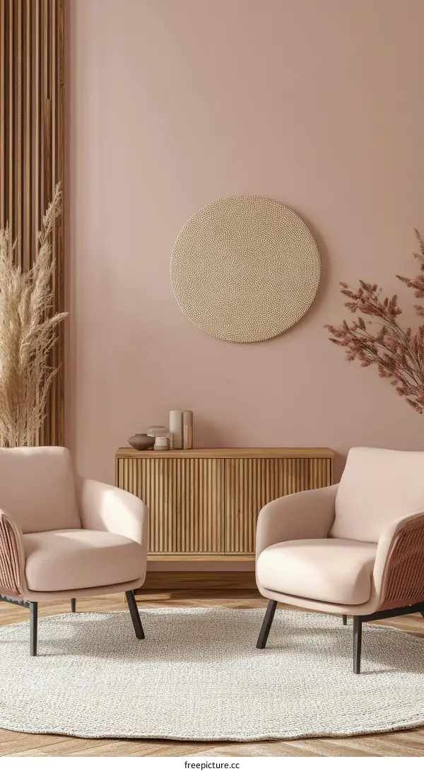 Modern Pink Living Room Interior Design