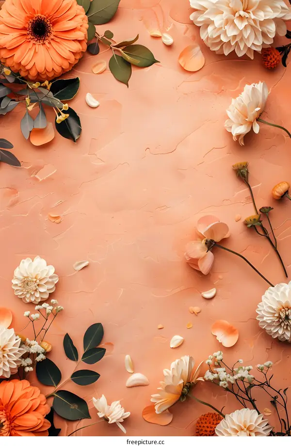 Floral Background With Orange and White Flowers