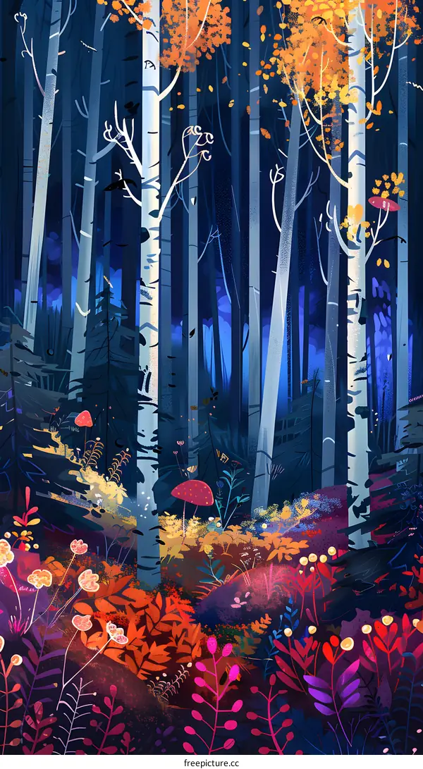 Colorful Illustration of an Enchanting Forest