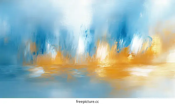 Abstract Landscape Painting of Blue and Orange Hues
