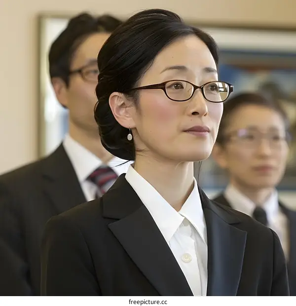 Japanese Businesswoman Wearing Glasses Portrait