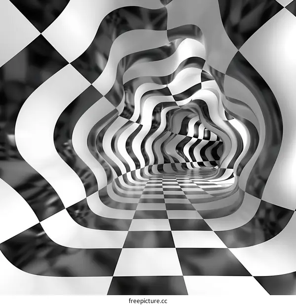 Black and white checkered tunnel