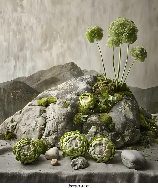 Still Life with Artichokes and Rocks