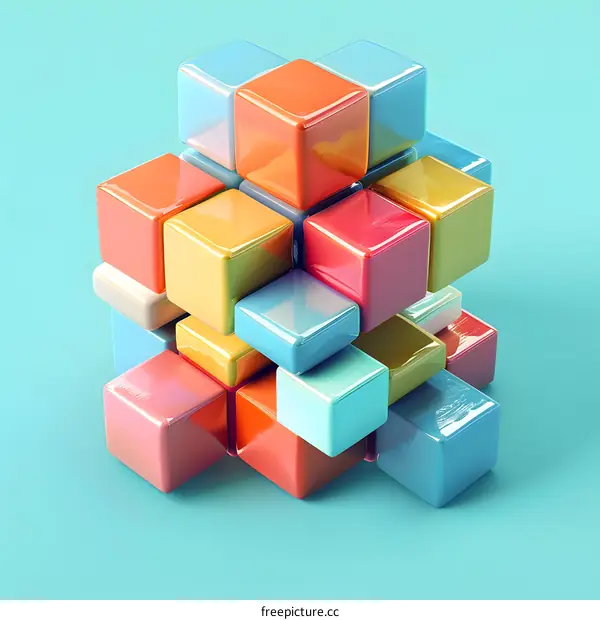 Abstract Colorful Cube Stacked in a Pattern