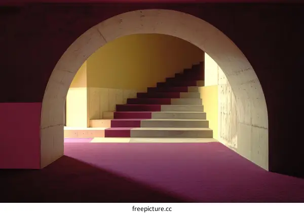 Modern Architecture Interior Stairwell with Vibrant Colors