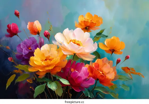 Colorful Flower Bouquet Painting