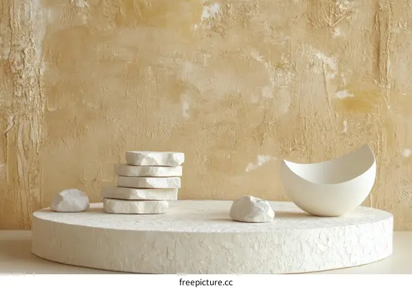 Elegant Minimalist White Stone Bowl Display