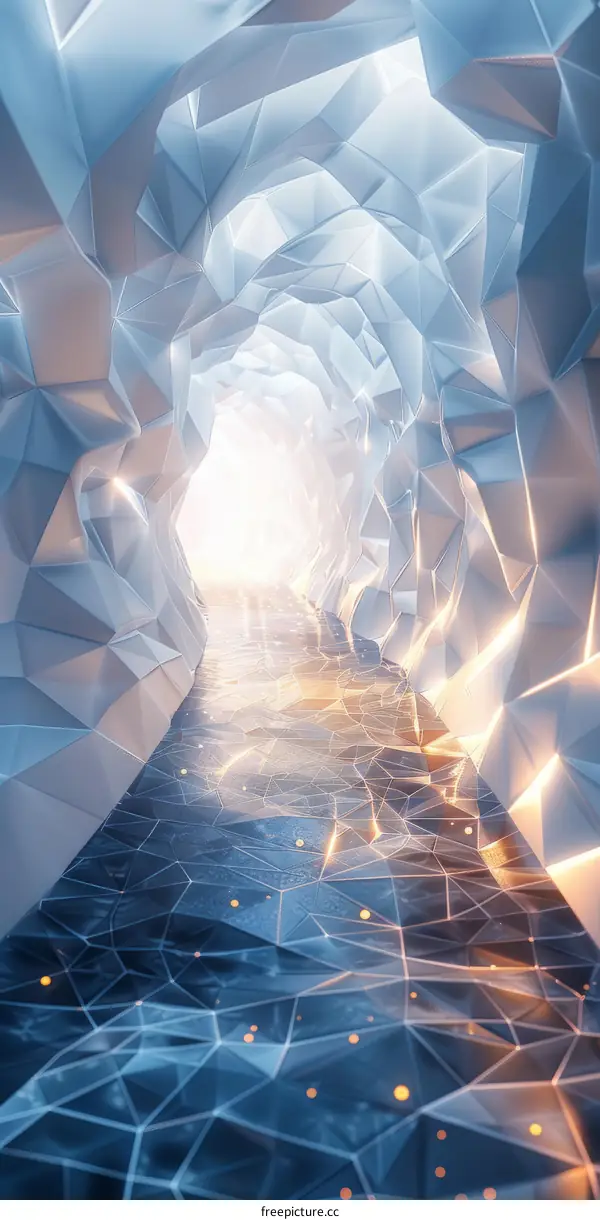 Blue and white futuristic tunnel