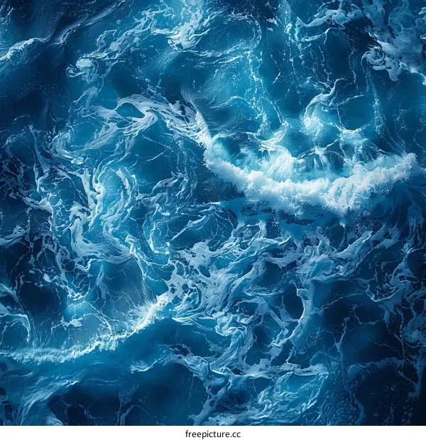 A Deep Blue Ocean with White Foamy Waves