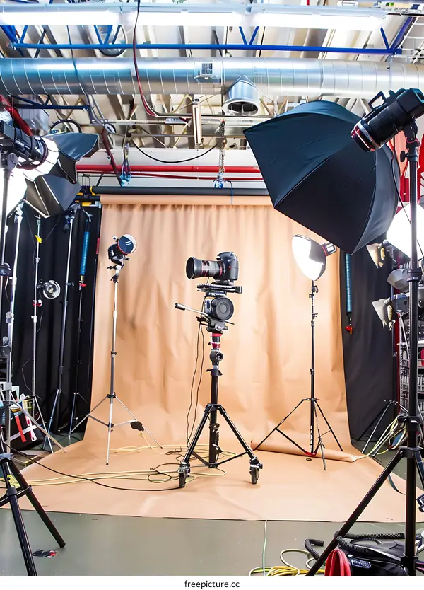Professional Studio Setup with Camera and Lighting Equipment