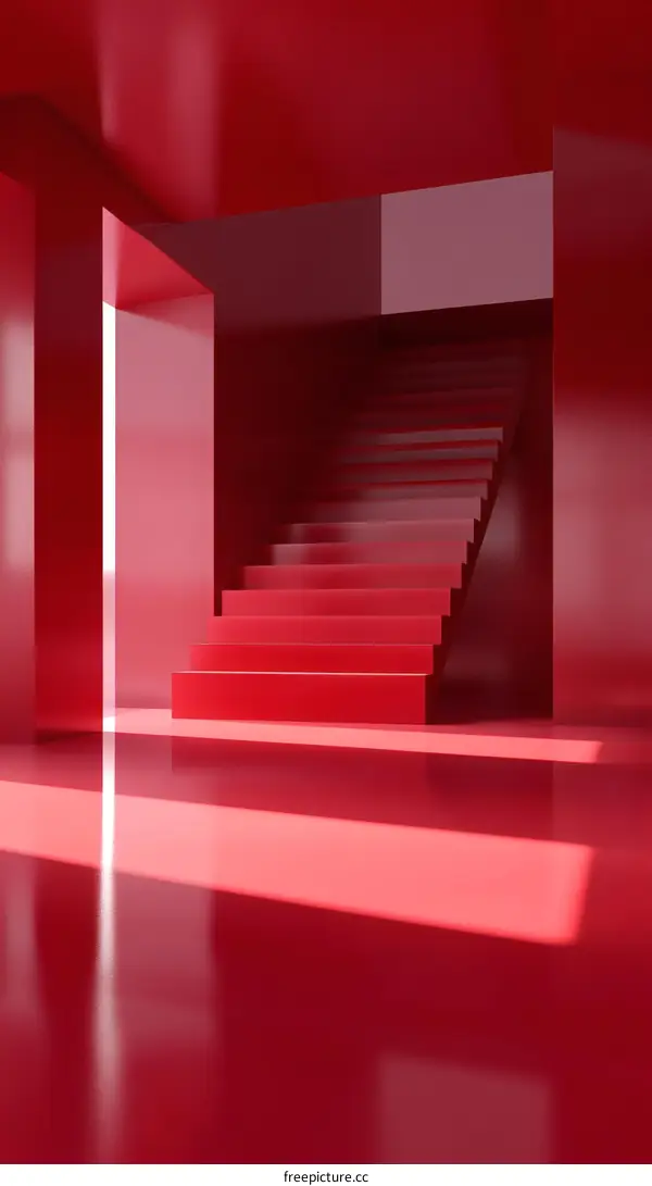 Red Modern Staircase Interior Design