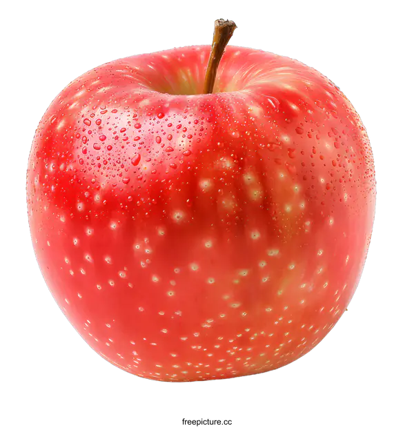 [Transparent Background PNG]A red apple with water drops on a white background