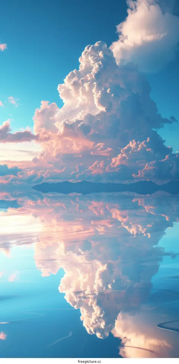 Reflective Cloudscape in Pastel Hues