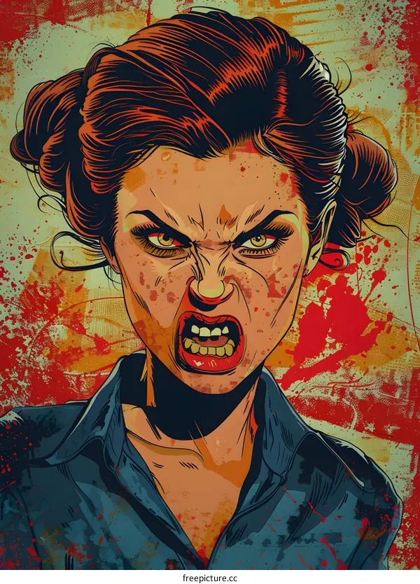 Illustration of an angry woman