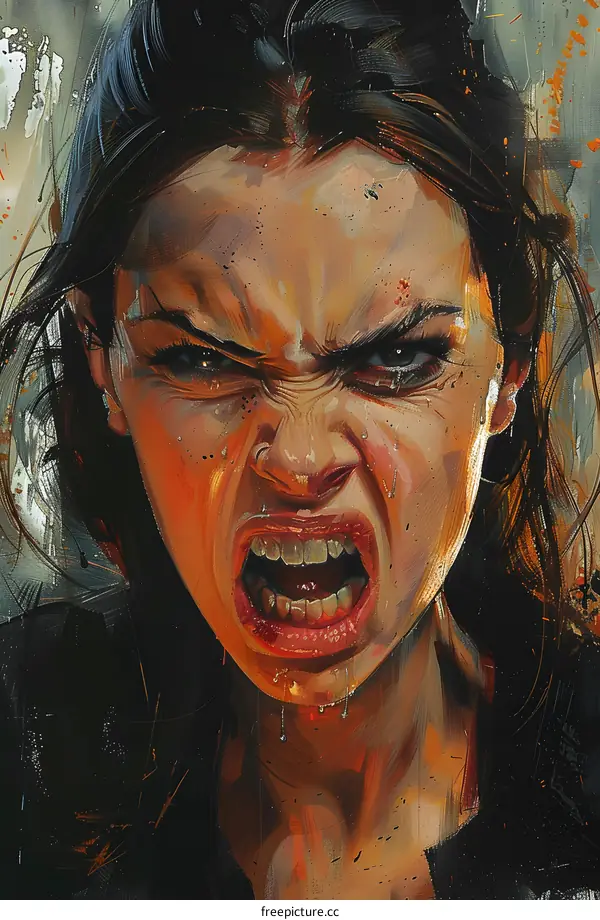Angry Woman Portrait Digital Art Painting