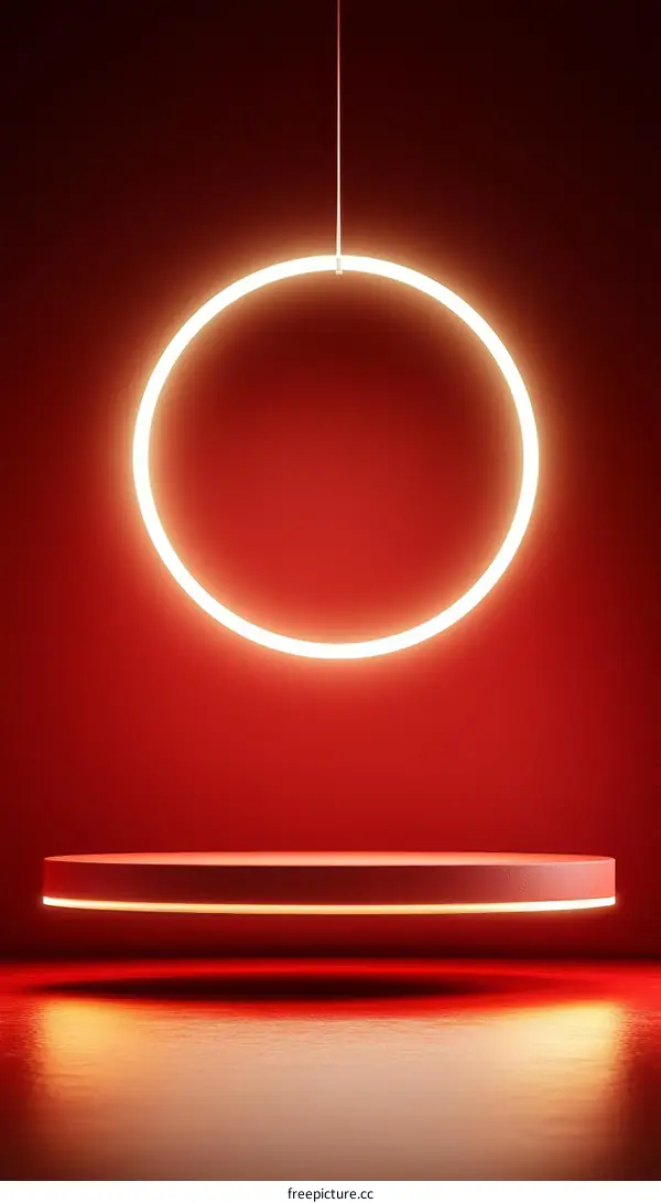 Red Neon Circle and Platform Display