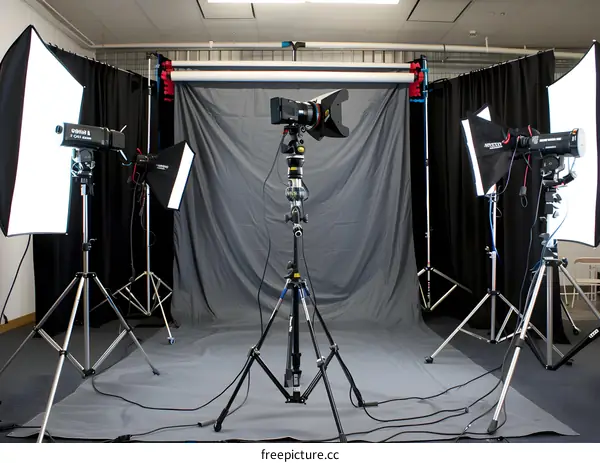 Photography Studio Setup with Lighting Equipment