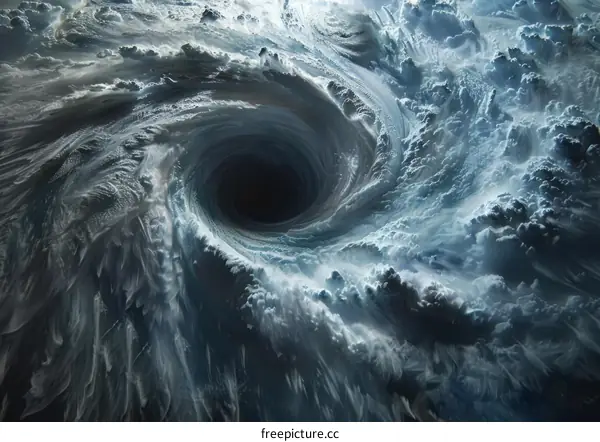 Giant Black Hole Swirls Amid Clouds