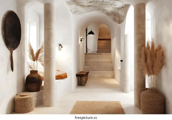 Modern Boho Interior Design Corridor