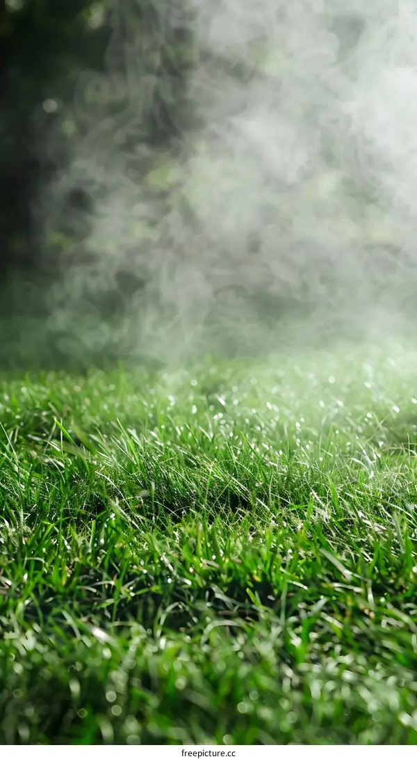 Green Grass in the Mist