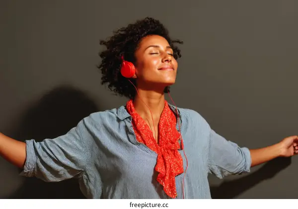 Woman Enjoying Music with Headphones