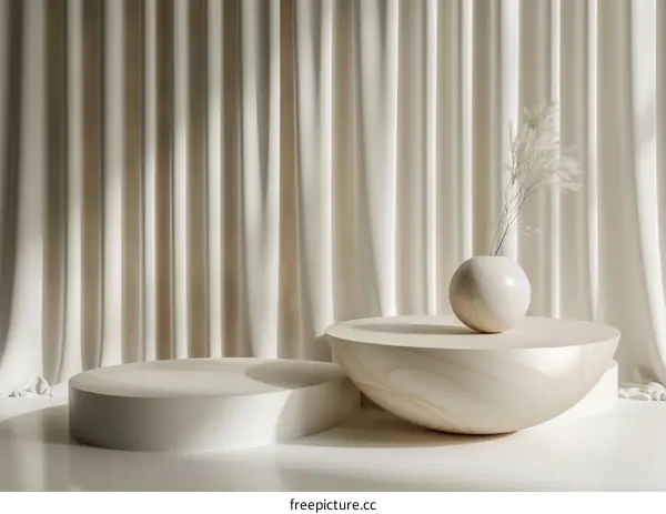 Elegant Minimalist Display Podium with Soft Drapes