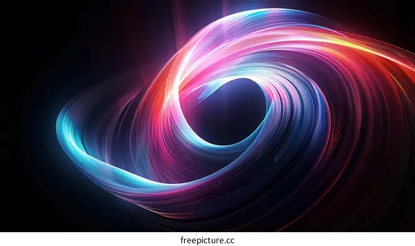 Colorful 3D rendering of a glowing spiral