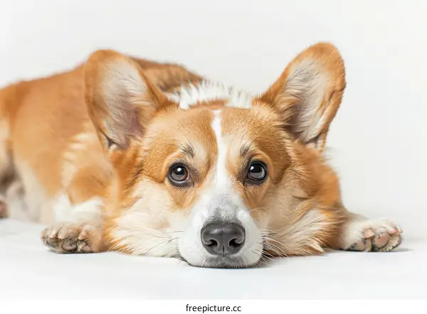 Cute Corgi Dog Relaxing on the Floor