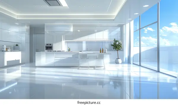 Modern minimalist white kitchen design