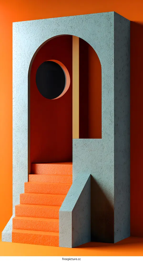 Abstract Minimalist 3D Architecture with Orange and Blue