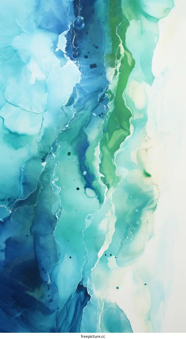 Abstract painting with blue and green colors