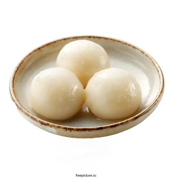 [Transparent Background PNG]Three Glutinous Rice Balls in a Bowl