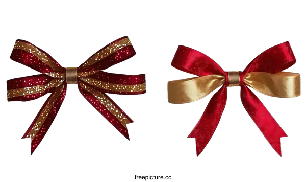 [Transparent Background PNG]Two Elegant Gift Ribbons in Red and Gold