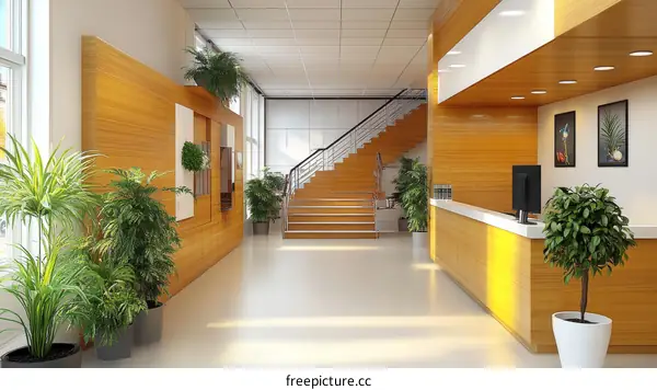 Modern Lobby Interior Design with Plants