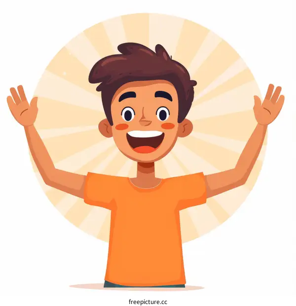 Cartoon illustration of a happy boy